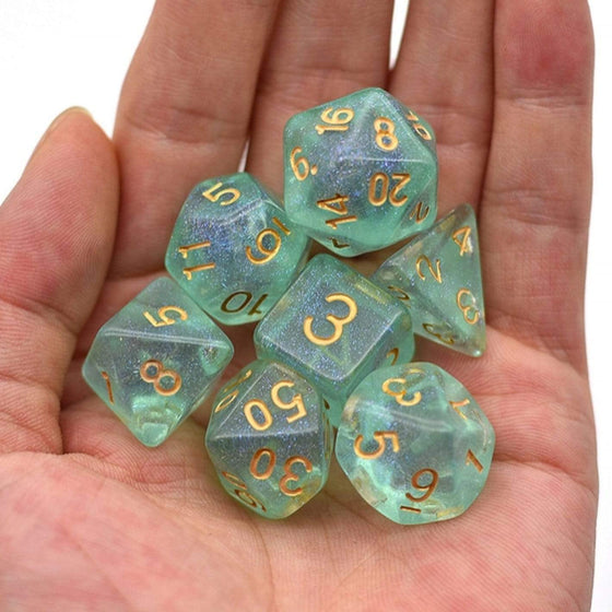 Green Shimmer Poly 7 Dice